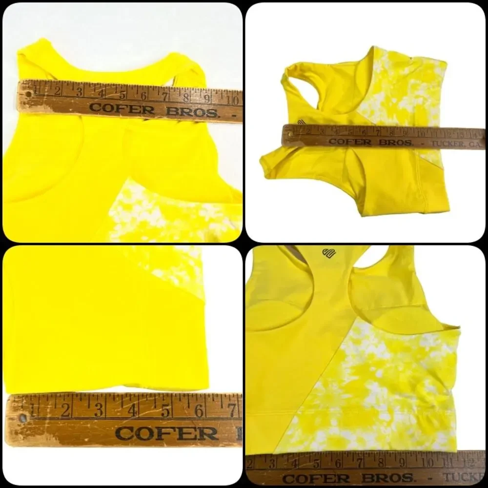 Justice Oh So Soft Girls Racerback Youth Sports Bra Black Yellow Sz 32 Seamless